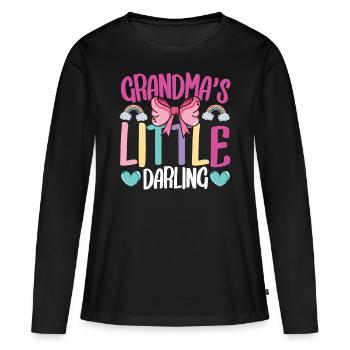 Grandma’s Little Darling Kiddie Ribbon Hearts - T-shirt manches longues Premium bio Femme - noir - Devant - Julia (174cm)