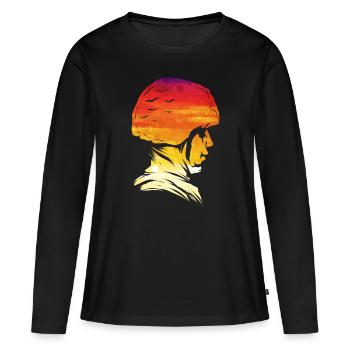 Soldier Head Helm Sundown 4th Of July Veterans Day - Frauen Premium Bio Langarmshirt - Schwarz - Vorne - Julia (174cm)