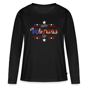Happy Veterans Day - Frauen Premium Bio Langarmshirt - Schwarz - Vorne - Julia (174cm)