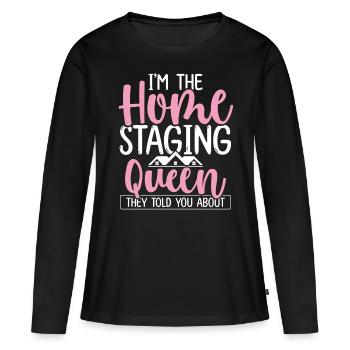 Home Staging Queen Interior House Showing - Women's Premium Organic Long Sleeve Shirt - black - Front - Julia (174cm)