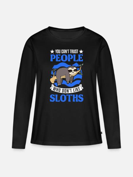 Faultier Liebhaber - Frauen Premium Bio Langarmshirt - Schwarz