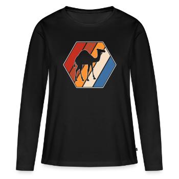 Rétro Dromadaire - T-shirt manches longues Premium bio Femme - noir - Devant - Julia (174cm)