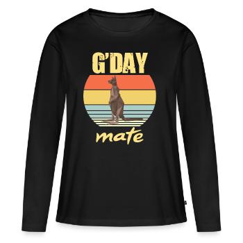 Kangourou G’day Outback Australie Marsupiaux Kangourou - T-shirt manches longues Premium bio Femme - noir - Devant - Julia (174cm)