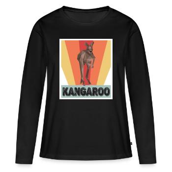 Kangourou Rétro Outback Australie Marsupiaux Kangourou - T-shirt manches longues Premium bio Femme - noir - Devant - Julia (174cm)
