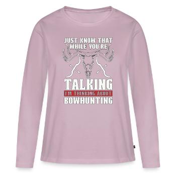 Chasse à l’arc Sachez juste que le tir sportif Bowhunter - T-shirt manches longues Premium bio Femme - rose poudré - Devant - Julia (174cm)