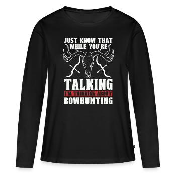 Chasse à l’arc Sachez juste que le tir sportif Bowhunter - T-shirt manches longues Premium bio Femme - noir - Devant - Julia (174cm)