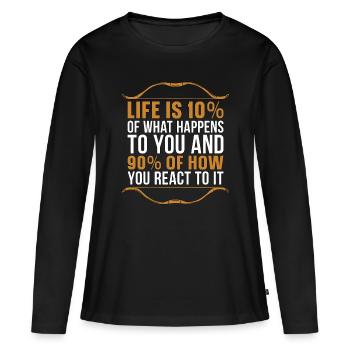 Bowhunting Life Is 10% Of What Shooting Bowhunter - Frauen Premium Bio Langarmshirt - Schwarz - Vorne - Julia (174cm)