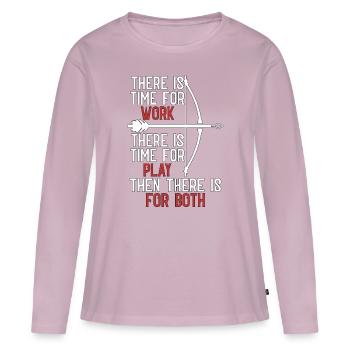Chasse à l’arc Il y a du temps pour Bow Target Bowhunter - T-shirt manches longues Premium bio Femme - rose poudré - Devant - Julia (174cm)