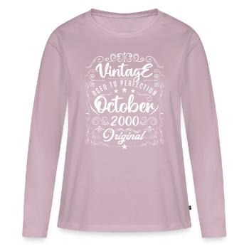 Vintage BORN IN OCTOBER 2000. - Women's Premium Organic Long Sleeve Shirt - dusky pink - Front - Julia (174cm)