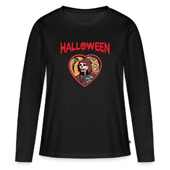 Halloween Faucheuse Faux de l’ange de la faucheuse de la mort - T-shirt manches longues Premium bio Femme - noir - Devant - Julia (174cm)