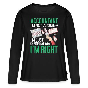Comptable Comptable Comptable - T-shirt manches longues Premium bio Femme - noir - Devant - Julia (174cm)