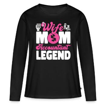 Comptable Comptable Comptable - T-shirt manches longues Premium bio Femme - noir - Devant - Julia (174cm)