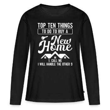 Agent immobilier Acheter une nouvelle maison montrant la maison - T-shirt manches longues Premium bio Femme - noir - Devant - Julia (174cm)