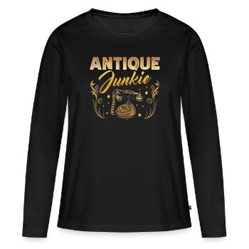 Antique junkie collectionneur d’antiquités - T-shirt manches longues Premium bio Femme - noir - Devant - Julia (174cm)