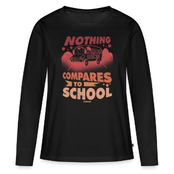 Schulbus fährt zur Schule - Frauen Premium Bio Langarmshirt - Schwarz - Vorne - Julia (174cm)