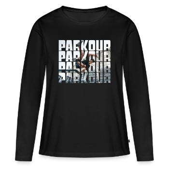 le parkour - T-shirt manches longues Premium bio Femme - noir - Devant - Julia (174cm)