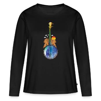 Chemises Banjo Pour Hommes Bluegrass Appalachia Folk - T-shirt manches longues Premium bio Femme - noir - Devant - Julia (174cm)