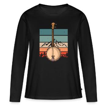 Chemises Banjo Pour Hommes Bluegrass Appalachia Folk - T-shirt manches longues Premium bio Femme - noir - Devant - Julia (174cm)