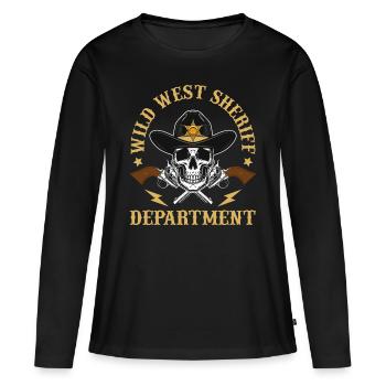 Sheriff West Department Skull Pistols Sheriff Star - T-shirt manches longues Premium bio Femme - noir - Devant - Julia (174cm)