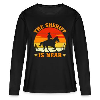 Cowboy Sheriff Pistols Sheriff Star Western - T-shirt manches longues Premium bio Femme - noir - Devant - Julia (174cm)