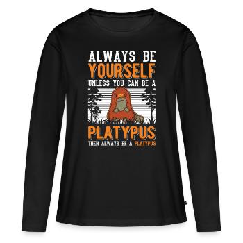 Cadeau de l’ornithorynque Ornithorynque - T-shirt manches longues Premium bio Femme - noir - Devant - Julia (174cm)