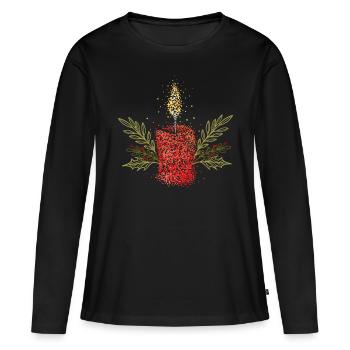 Bougie de l’Avent Saison de l’Avent Couronne de l’Avent - T-shirt manches longues Premium bio Femme - noir - Devant - Julia (174cm)
