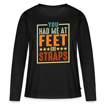 Tu m’avais aux pieds dans les sangles 6 - T-shirt manches longues Premium bio Femme - noir - Devant - Julia (174cm)