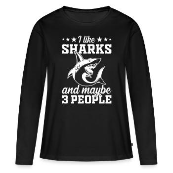 I Like Sharks & Maybe 3 People - Great White Shark - Frauen Premium Bio Langarmshirt - Schwarz - Vorne - Julia (174cm)