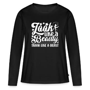 Ressemble à un train de beauté comme une bête Cadeau de gymnaste - T-shirt manches longues Premium bio Femme - noir - Devant - Julia (174cm)