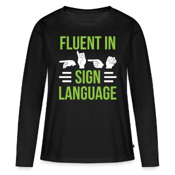 Maîtrise de la langue des signes Signes de sensibilisation - T-shirt manches longues Premium bio Femme - noir - Devant - Julia (174cm)