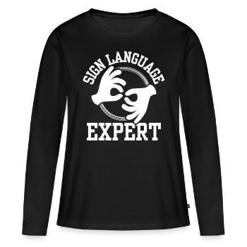 Gestes de sensibilisation des experts en langue des signes - T-shirt manches longues Premium bio Femme - noir - Devant - Julia (174cm)