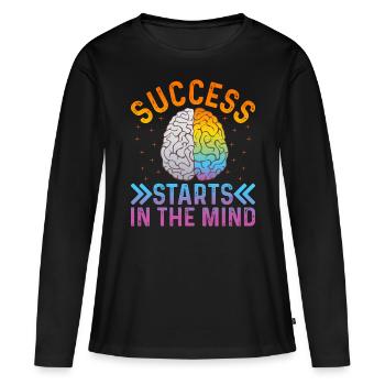 Le succès commence dans l’ - Succès motivationnel - T-shirt manches longues Premium bio Femme - noir - Devant - Julia (174cm)