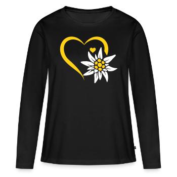 Edelweiss Fleur de montagne Edelweiss Fleurs - Edelwe - T-shirt manches longues Premium bio Femme - noir - Devant - Julia (174cm)