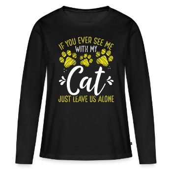 L’amant du chat avec mon chat laisse-moi tranquille Propriétaire de chaton - T-shirt manches longues Premium bio Femme - noir - Devant - Julia (174cm)