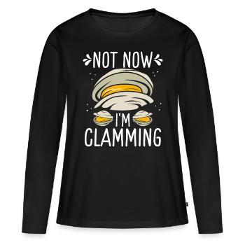 Palourde Non maintenant Im clamming Rake Clam DiggerClam Non non - T-shirt manches longues Premium bio Femme - noir - Devant - Julia (174cm)