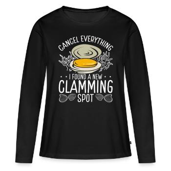 Clam Cancel Everything found new Clamming Spot - Women's Premium Organic Long Sleeve Shirt - black - Front - Julia (174cm)