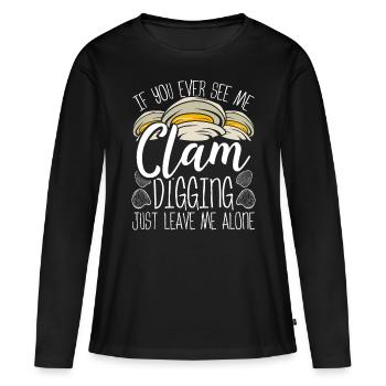 Paillage Laissez-moi tranquille Déchirure Creuseur de palourdes - T-shirt manches longues Premium bio Femme - noir - Devant - Julia (174cm)