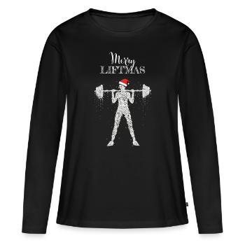Merry Liftmas Haltérophilie Fitness Santa Hat - T-shirt manches longues Premium bio Femme - noir - Devant - Julia (174cm)
