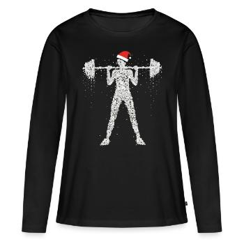 Entraînement d’haltérophilie Fitness Santa Hat Noël - T-shirt manches longues Premium bio Femme - noir - Devant - Julia (174cm)
