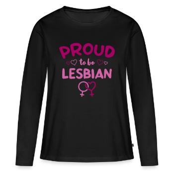 Fière d’être lesbienne LGBTQ Bisexuelle Lesbienne Pride - T-shirt manches longues Premium bio Femme - noir - Devant - Julia (174cm)
