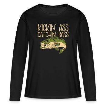 Kickin' Ass Cathin' Perch Pêche Perche Pêche Perche - T-shirt manches longues Premium bio Femme - noir - Devant - Julia (174cm)