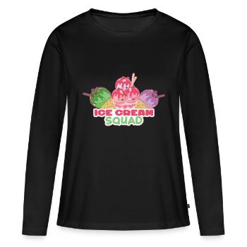Eiscreme logo Sommer Softeis Geschenkidee - Frauen Premium Bio Langarmshirt - Schwarz - Vorne - Julia (174cm)