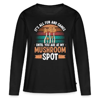 Mushroom Collecting Mushroom Spot Funny Shroom - Women's Premium Organic Long Sleeve Shirt - black - Front - Julia (174cm)