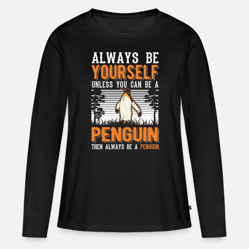 Pinguin Geschenk Penguin - Frauen Premium Bio Langarmshirt - Schwarz