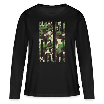 Drapeau de camouflage de boxe - Combat de boxe d’arts martiaux - T-shirt manches longues Premium bio Femme - noir - Devant - Julia (174cm)