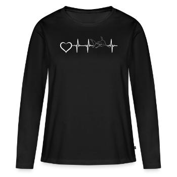 Shark Heartbeat Heart - Great White Shark Sharkfis - Frauen Premium Bio Langarmshirt - Schwarz - Vorne - Julia (174cm)