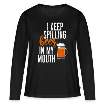 Je continue à renverser de la bière dans ma bouche 2 - T-shirt manches longues Premium bio Femme - noir - Devant - Julia (174cm)