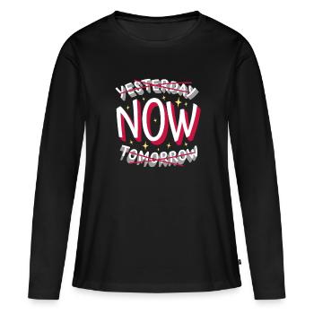 Dire - pas hier pas demain MAINTENANT! - T-shirt manches longues Premium bio Femme - noir - Devant - Julia (174cm)
