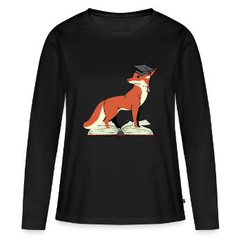 Fuchs Abitur lernen schlau klug Weisheit Weise - Frauen Premium Bio Langarmshirt - Schwarz - Vorne - Julia (174cm)
