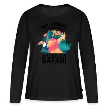 Safari - T-shirt manches longues Premium bio Femme - noir - Devant - Julia (174cm)